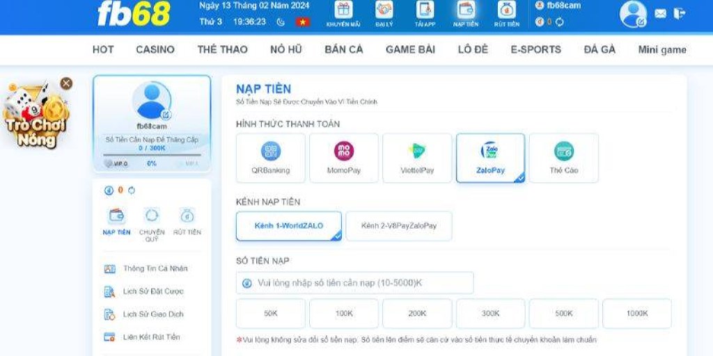 Giao dịch gửi tiền vào nhà cái qua ứng dụng Zalo Pay tiện lợi